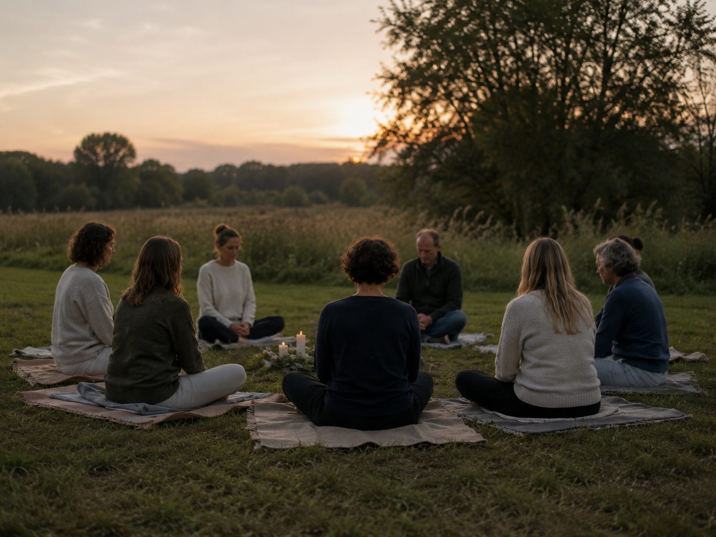Meditation circle at sunset